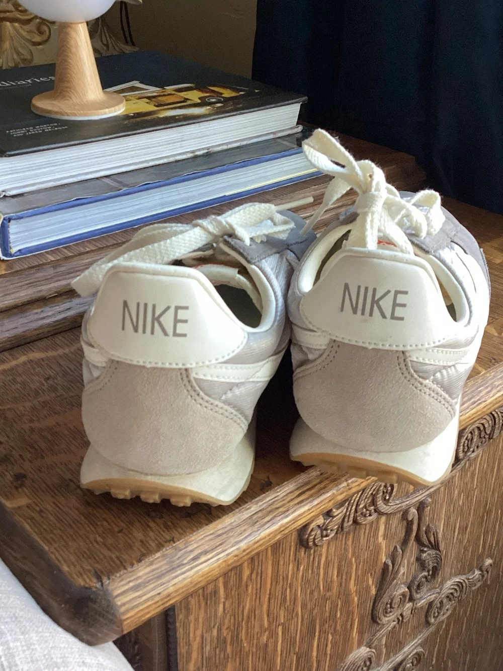 Nike Men’s Light Gray Suede Sneakers with White Swoosh
